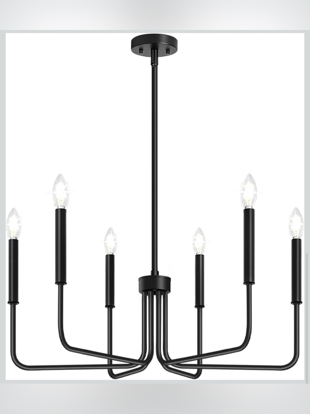 Black Chandelier, 6-Light Farmhouse Chandelier for Dining Room Lighting Fixtures